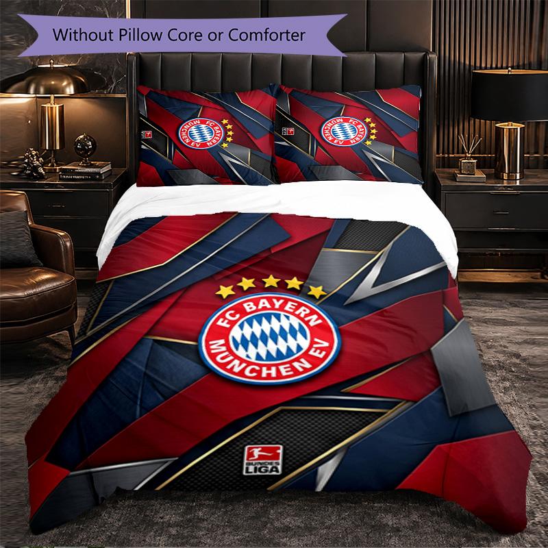 Bayern Munich Pattern 3 Pieces Bedding Set Soft Microfiber Duvet Cover with Pillow Cases for Bedroom