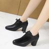 Fashion 2024 Spring Summer Woman Fashion Pointed Toe Small Leather Pumps Ladies British Style High Heel Lace Up Plus Size Women Shoes 44