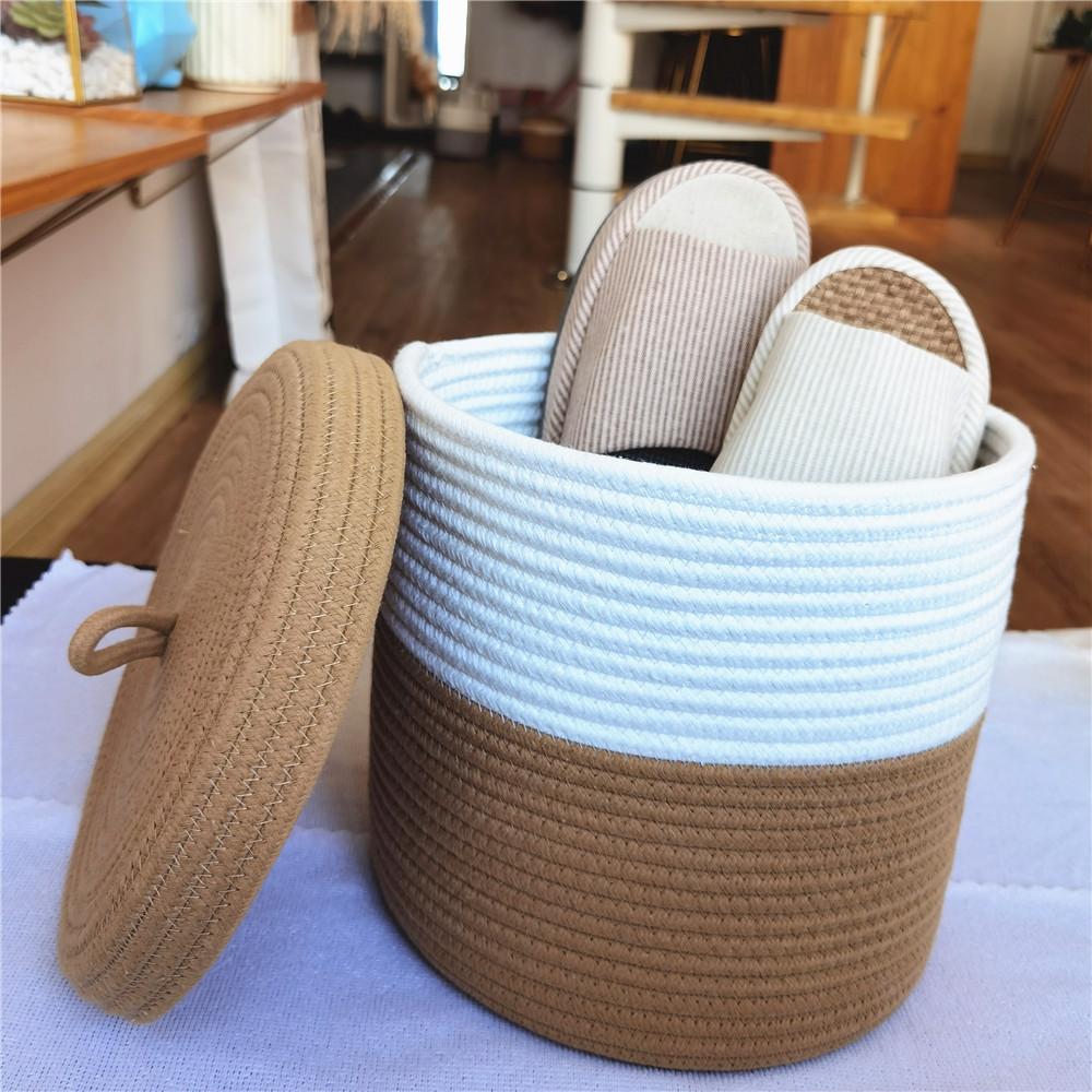 Woven Covered Storage Basket, Miscellaneous Basket, Storage Basket, Foldable Japanese Bathroom Storage Basket
