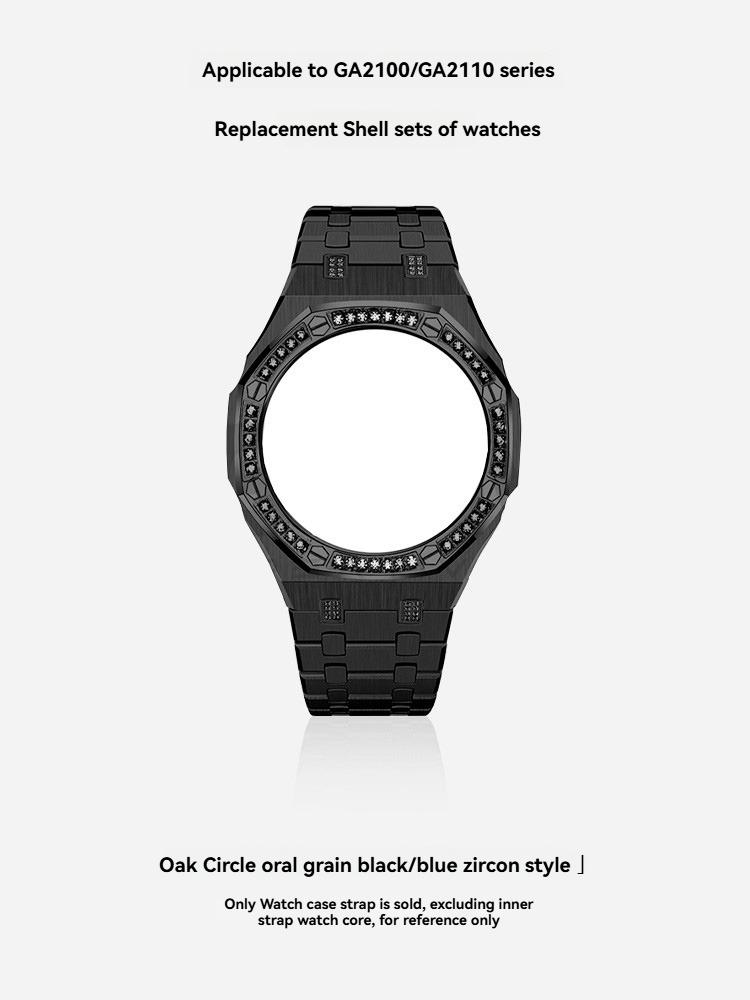 Для часов Casio G-SHOCK Black Knight GA-2100/GA-2110/GA-B2100 Модифицированный Черный Алмазный Корпус Стальной Ремешок Набор Аксессуаров