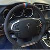 Для Citroen C4 C4L 2011-2015 DS4 Черная нескользящая кожаная оплетка на руль автомобиля, сшитая вручную