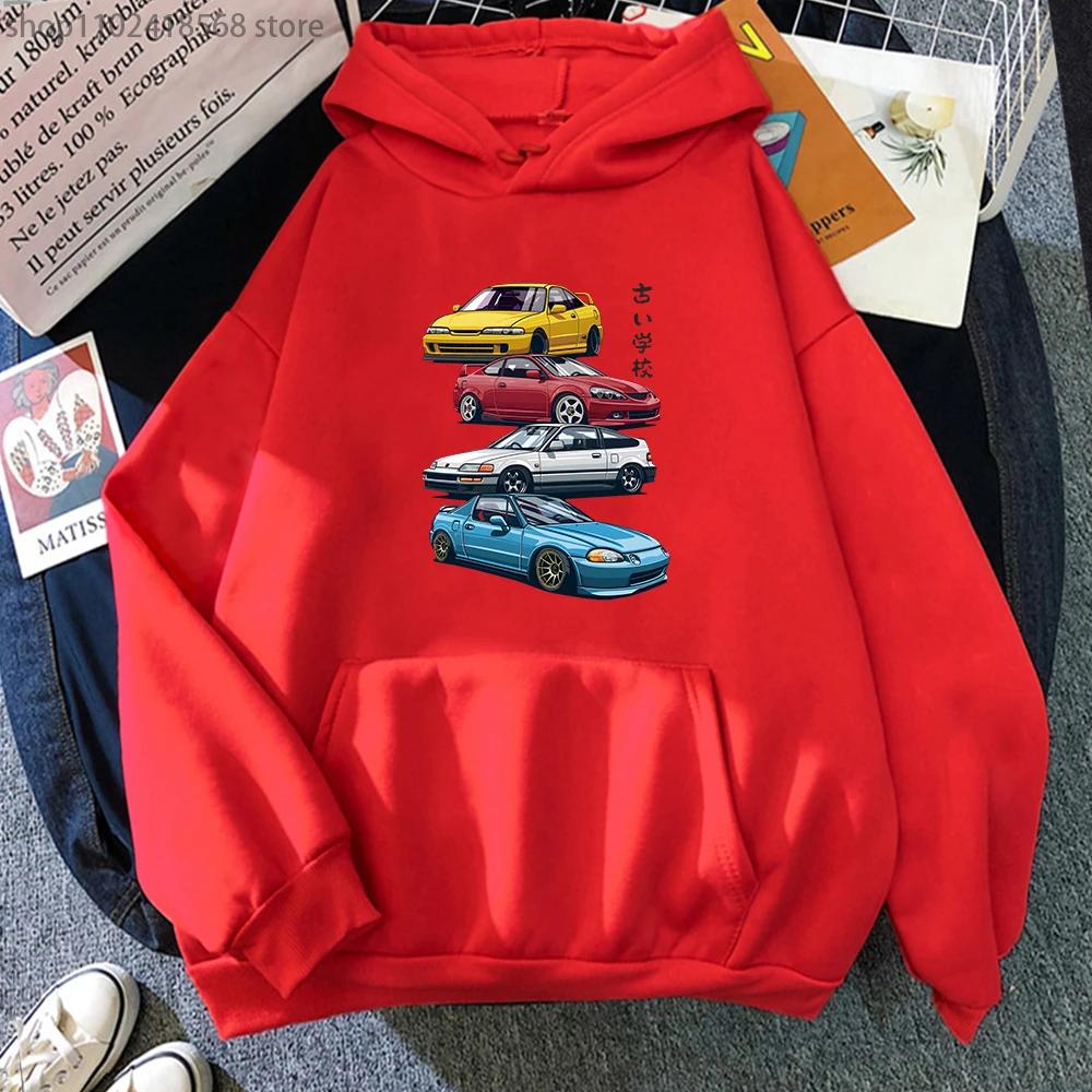 Аниме Initial D Hoodie JDM Mix Civic CRX Integra Print Sweatshirts Men Tops Hooded Streetwear Women Long Sleeve Sudadera