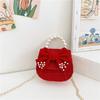 Стильная красная жемчужная сумка с бантом для детей Шикарный модный кошелек на цепочке для девочек Идеально подходит для повседневного использования