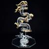 Four Cart Dragon Clear, Total Length: 14.5cm, Handmade Glass, Feng Shui, Good Luck, Ascending Dragon