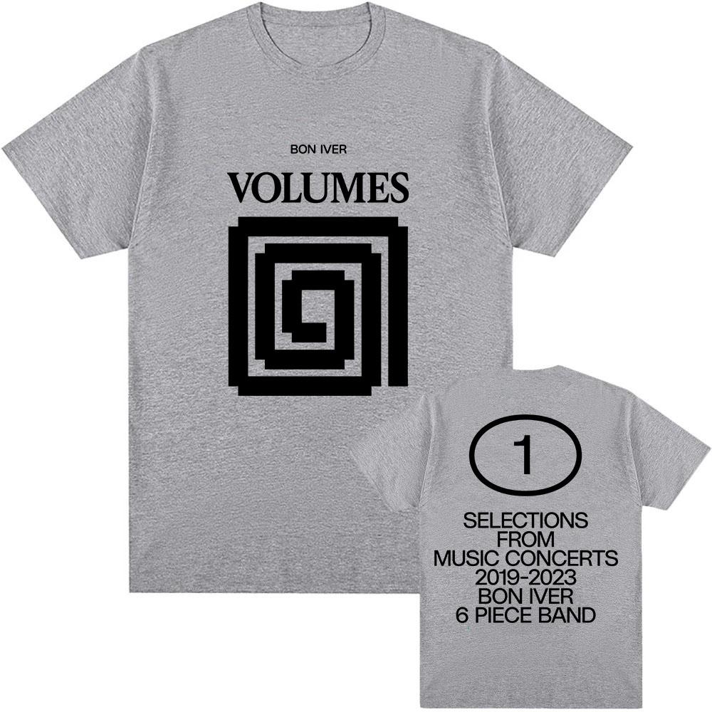 VOLUMES V1 Bon Iver Design T-shirt O-neck Summer Cotton Male Tees Unisex Streetwear Short Sleeve Loose Printing Tshirts Men Tops