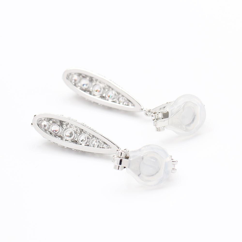 Light luxury dinner party stone set long water drop earrings gold-plated elegant and versatile ear piercing ear clip women's earring accessories