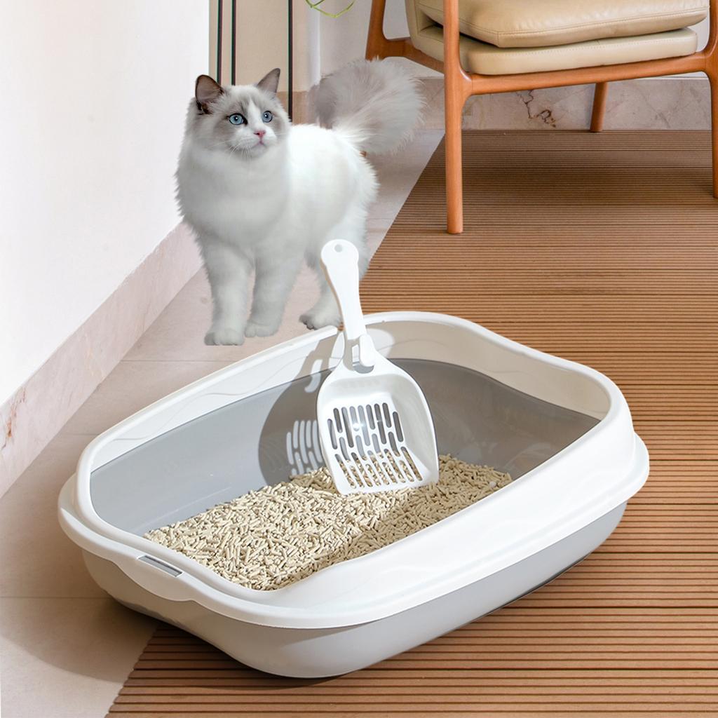 Semi enclosed cat little box With High Side Bedpan Potty Toilet for Small Pets Indoor Cats little tray Kitty litter pan Shovel