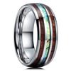 Fashion 8mm Silver Color Brushed Men 'S Stainless Steel Ring Colorful Abalone Shell Inlay Men 'S Ring Wedding Band Jewelry Gifts