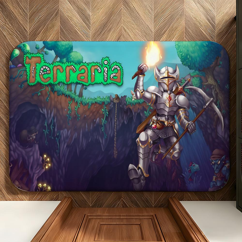 Игровой коврик для пола T-Terraria, мягкий фланелевый коврик для прихожей, нескользящий, впитывающий влагу, коврик для пола в ванную комнату, спальню