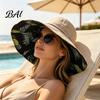 UV Blocking Hat for Gardening Women Summer Sun Hat, Wide Brim Double Side Beach Stylish Accessory with Adjustable Lace, Windproof Protection Foldable
