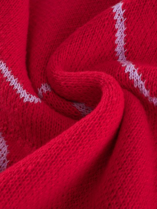 2025 Autumn European & American Celebrity Valentine's Peach Heart Color Block Sweater