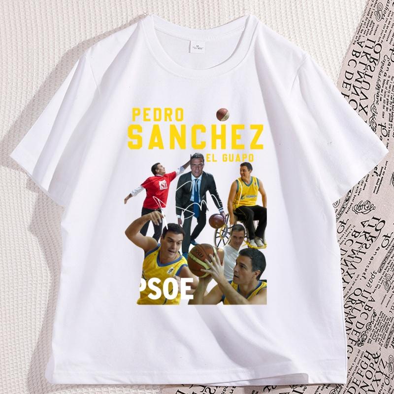 Pedro Sanchez Spain PSOE Cotton TShirt Men Women Casual Short Sleeve Vintage TShirts O Neck Tee Shirt Oversize Pattern Tops
