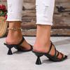 Fashion Women's Pumps Summer Womens Sandals Elegant Female Slippers Square Toe Clip-toe High Heel Slippers New Sandalias Femininas