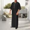 Мужской халат-кафтан, однотонный, со средними рукавами, длинный, с V-образным вырезом, абайя, молитвенная одежда, халат ихрам для летней повседневной носки