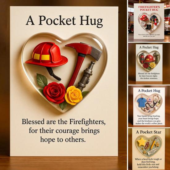 Карманное объятие Сердце с открытками Маленькое Сердечко Карманный токен объятия Подарок-благодарность для Пожарных Медсестер Учителей