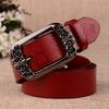 Women's Vintage Engraved Pin Buckle Genuine Cowhide Leather Belt - Versatile Casual Retro Waist Accessory