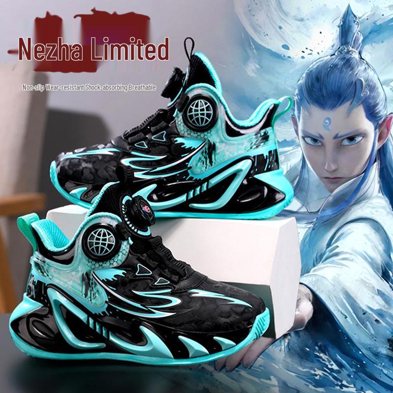 Зимние спортивные кроссовки для мальчиков Nezha 2025: Нескользящие баскетбольные кроссовки с бархатной подкладкой