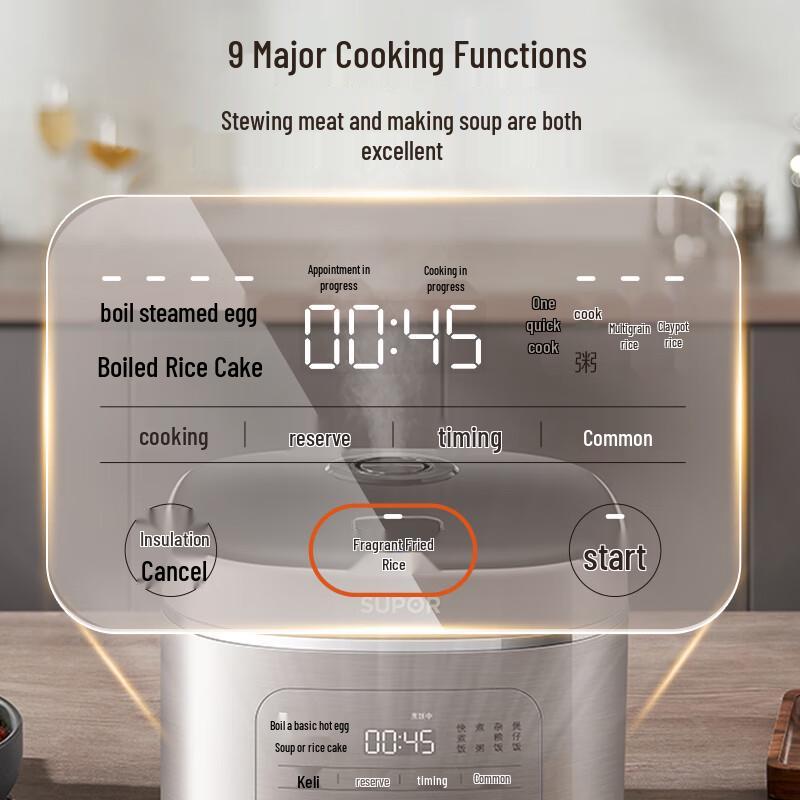 SUPOR 5L Smart Multi-function Rice Cooker with Blue Diamond Thick Pot
