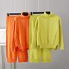 High Neck Pullover Thickened Knit Sweater Set Women Soild Color Slouchy Wide Leg Pants Two Piece Set