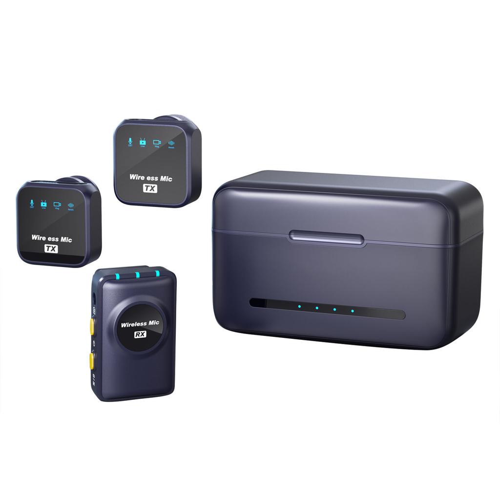 One-Trigger-Two 2.4G Wireless Microphone Magnetic Clip On Mic for Camera 50M Transmission Range