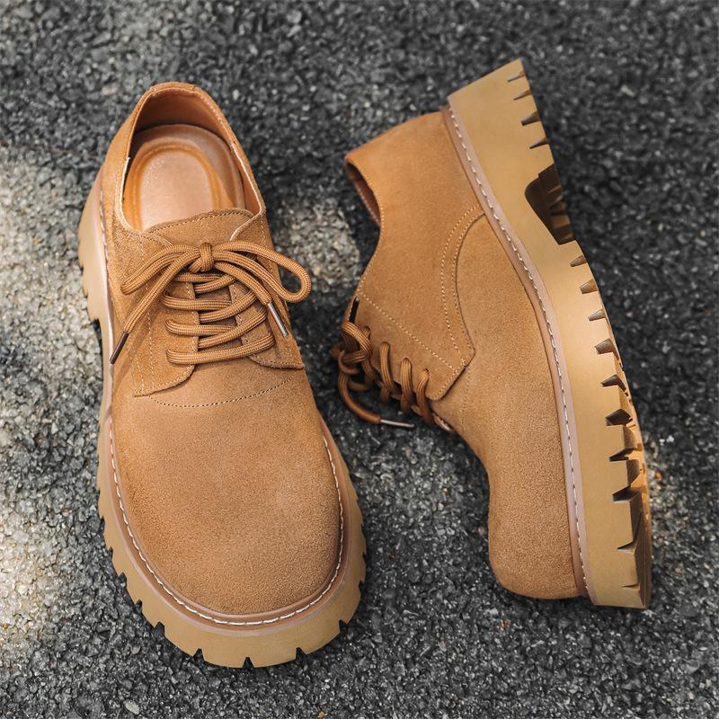 2024 весна-лето новые повседневные кожаные туфли с толстой подошвой из антибархатной кожи Mickey Derby с большой головой из кожи для мужчин 24288-J