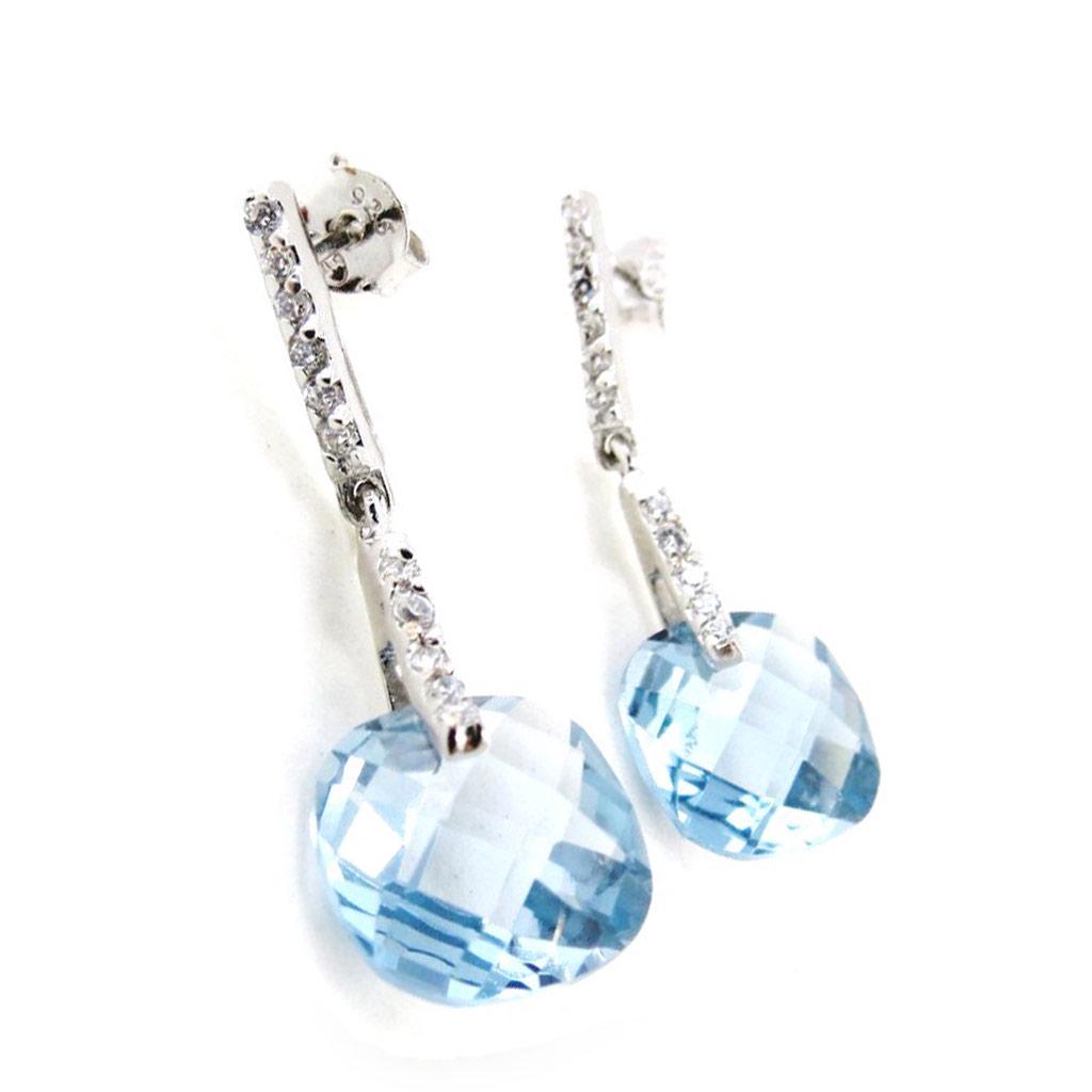 Les Trésors De Lily [G1080] - Серебряные серьги «Сисси» с аквамарином (родиевое покрытие) - 30x10 мм