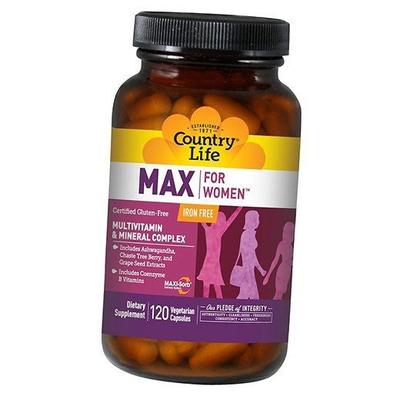 Мультивитамины для женщин без железа, Max for Women Iron Free, 120вегкапс (36124010)