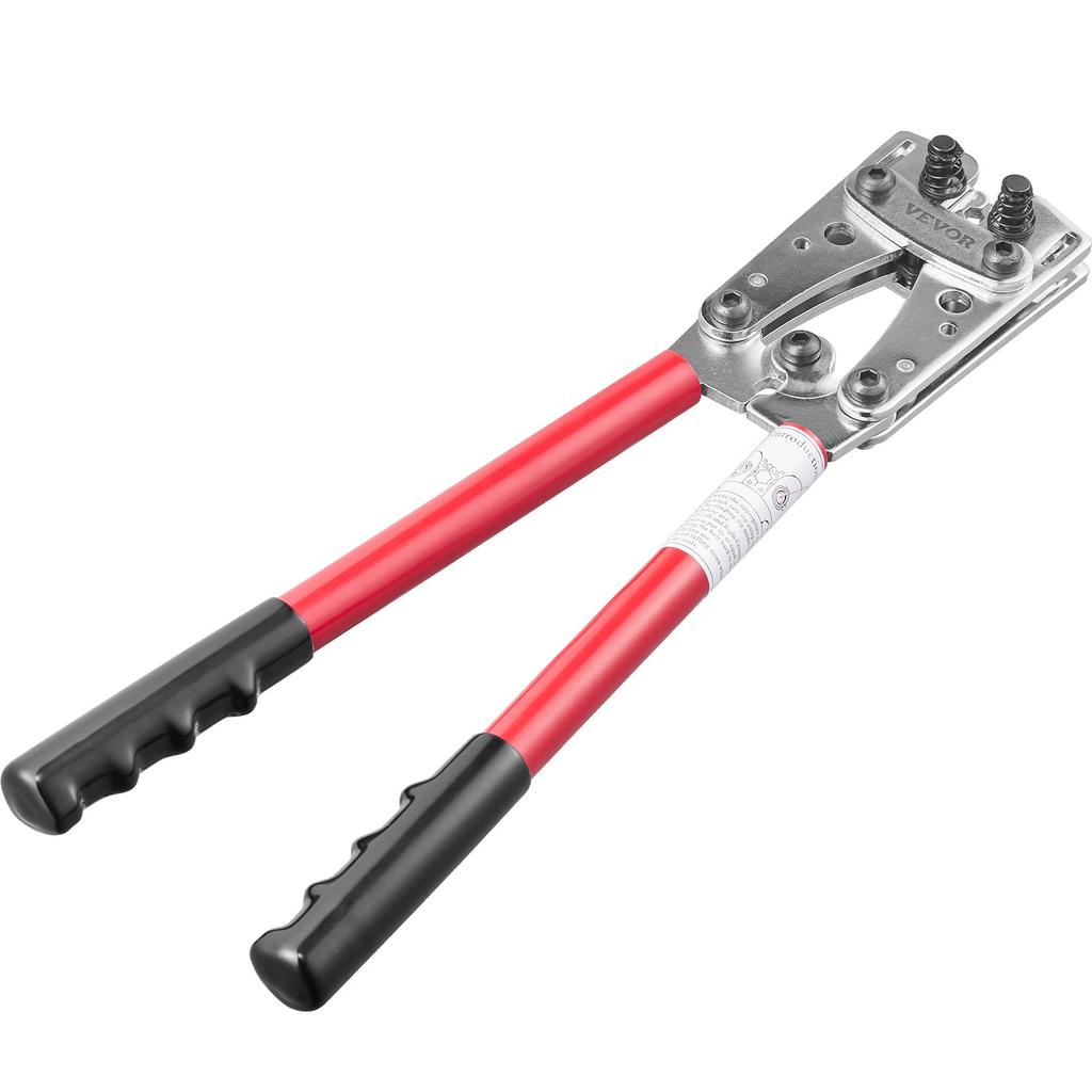 VEVOR Battery Cable Lug Crimping Tool, 10-1/0AWG with Cable Cutter and 48PCS Copper Ring Terminals