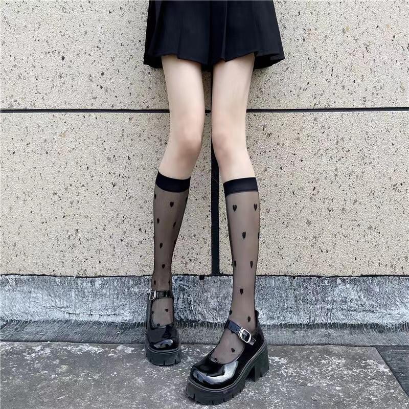 Корейские женские школьные чулки в стиле Лолиты JK, белые и черные школьные чулки для девочек, милые прозрачные гольфы в японском стиле Kawaii