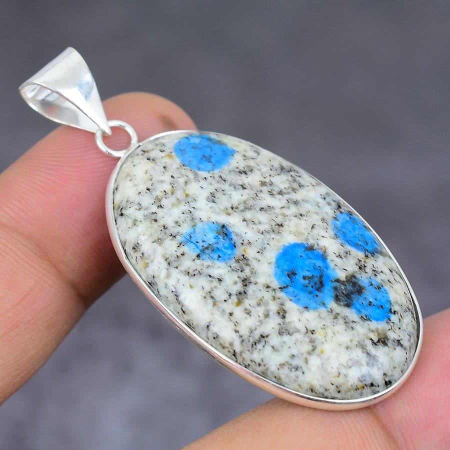 Подвеска из натурального драгоценного камня K2 Blue Azurite из стерлингового серебра 925 пробы 1,97 дюйма f0c42