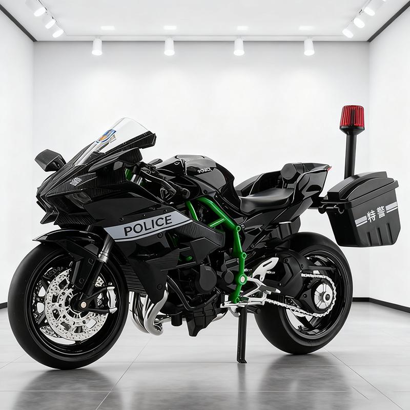 1:12 Модель мотоцикла Ninja H2R Полицейский Сплав Литье под давлением Коллекция моделей транспортных средств Звук и свет Внедорожный Автоцикл Игрушки Машина