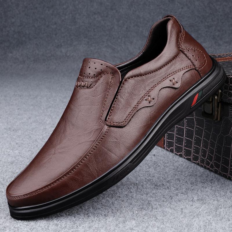 Модные мужские туфли-лодочки из натуральной кожи, дышащие, мужские деловые лоферы, классические слипоны, повседневная обувь, новая нескользящая обувь для вождения