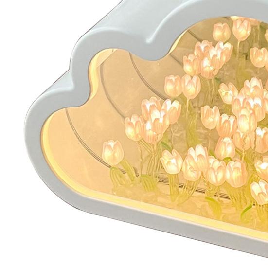 Тюльпан облако зеркало ночник на батарейках DIY ручной работы 20 цветов зеркало облако атмосферный светильник прикроватная декоративная светодиодная настольная лампа набор для творчества
