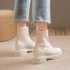 Fashion Mesh Hollow Chelsea Short Boots Women Summer Thin Section Breathable Thick Heel 6 Boots Female High Top Sandals Casual Shoe