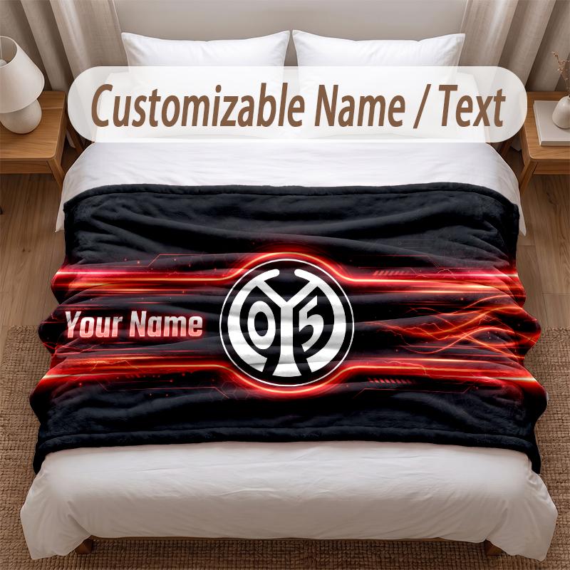 Mainz 05 Printed Flannel Blanket Custom Name Text Soft Warm Throw For Bedroom Holiday Gift