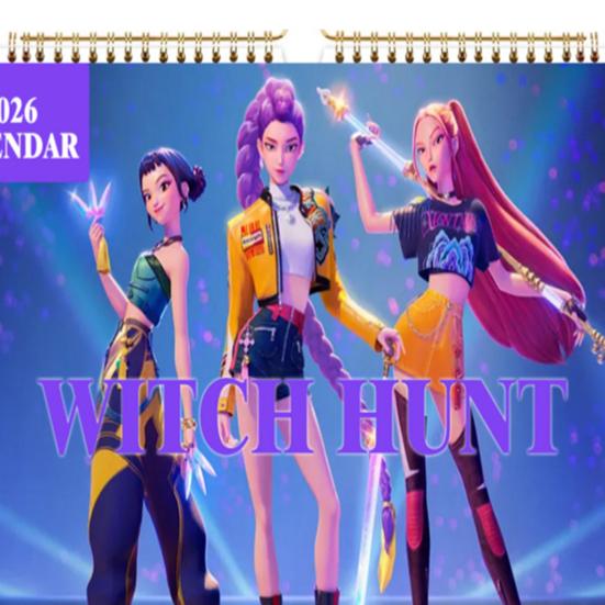 K-pop Охотники на демонов Календарь 2026 Янв. 2026 - Дек. 2026 12-месячный календарь на спирали, настенный календарь для дома и офиса