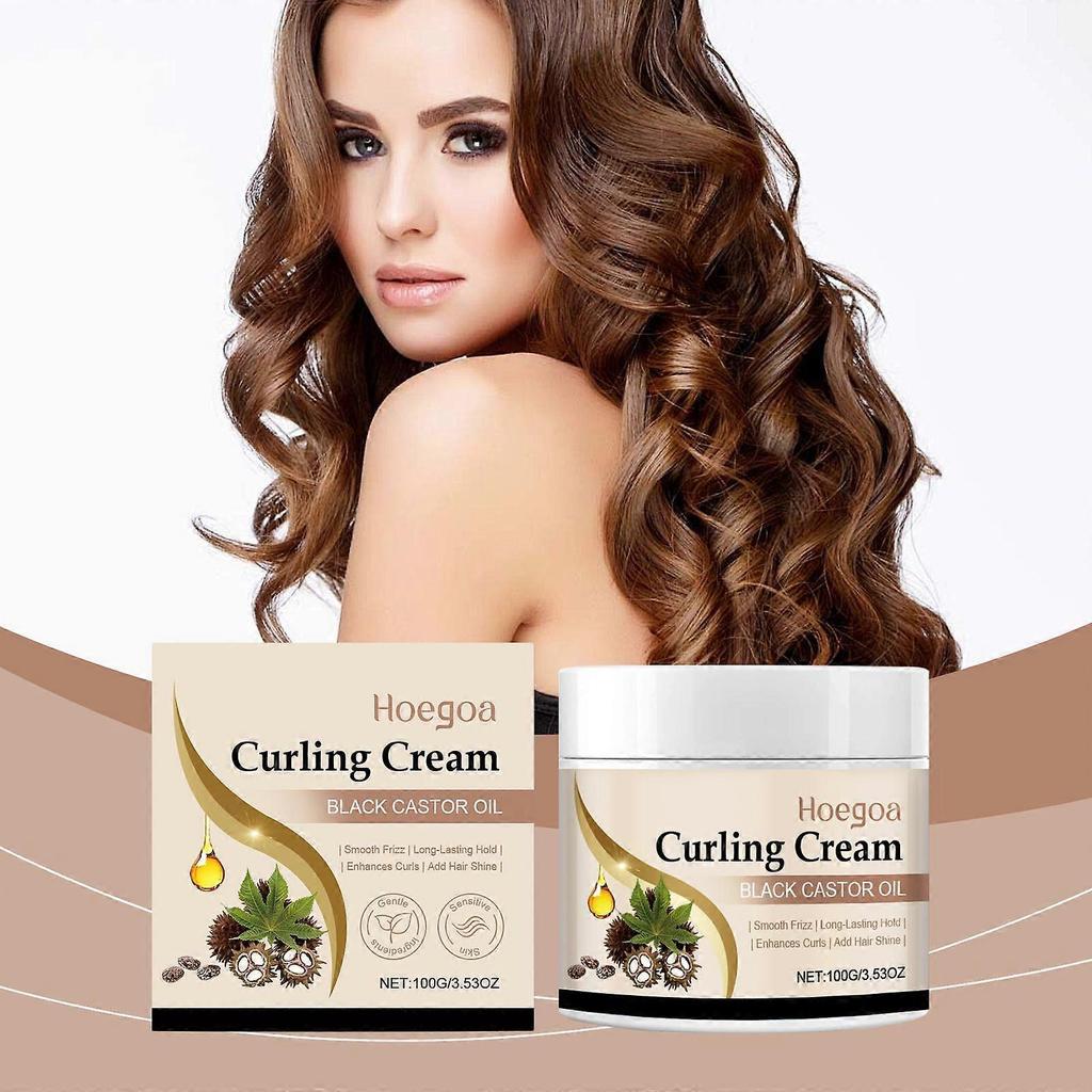 Hoegoa Castor Oil Curl Styling Cream - Maintains Shine, Shapes Curls, Natural And Refreshing Hair Care