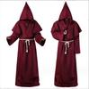 Medieval Monk Robe Renaissance Priest Halloween Cosplay Costumes Wizard Carnival Party Hooded Cloak With Cross Necklace