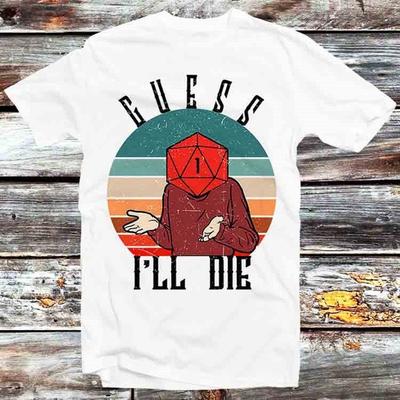 230 г/м2 100% хлопок Guess I Ll Die DD Dice Dnd D20 онлайн-игра Rpg футболка винтажная ретро крутой подарок мужская женская унисекс мультяшный аниме топ футболка B783