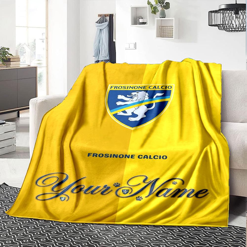 Name Custom Frosinone Calcio Print Flannel Blanket High Quality Warm Comfortable Cover for All Seasons Perfect for Gifts Home Decor