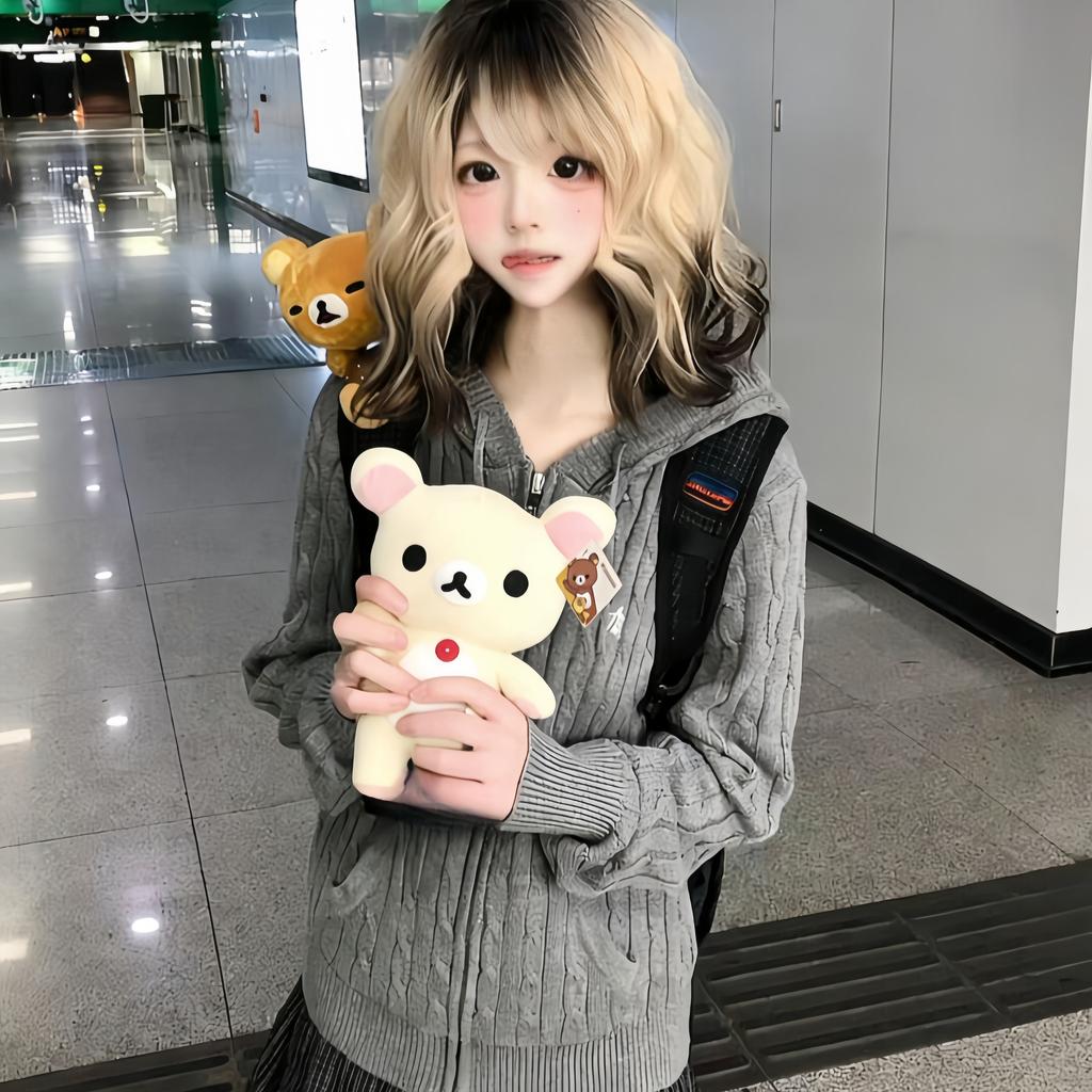 Cute Rilakkuma Pillow Plushies Cuddly Doll Toys Korilakkuma Plush Toy Brown White Bear Stuffed Animals Adorable Birthday Gift