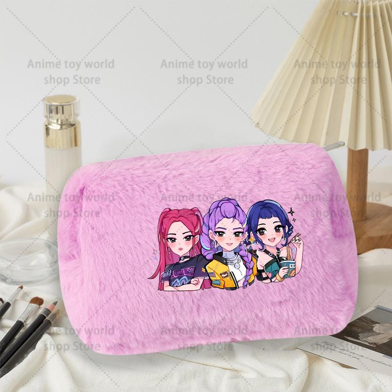 Kpop Demon Hunter Girls Women Plushes Cosmetic Bag New Makeup Bags Ladies Travel Organization Pouch Pink Pencil Case Gift