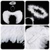 Black White Red Pink Angel Wings & Halo Feather Fancy Dress Props Party Supplies Fairy  Adults&Kids