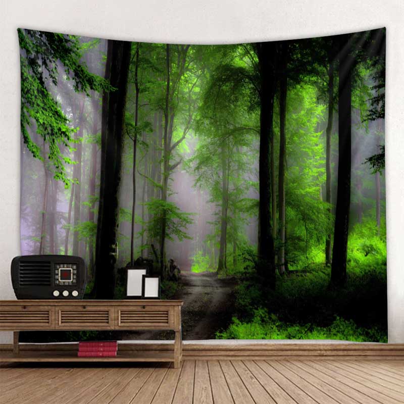 Природный лесной пейзаж гобелен настенный психоделическая сцена Мандала домашний художественный декор стены Бохо Декор комнаты Йога наматрасник