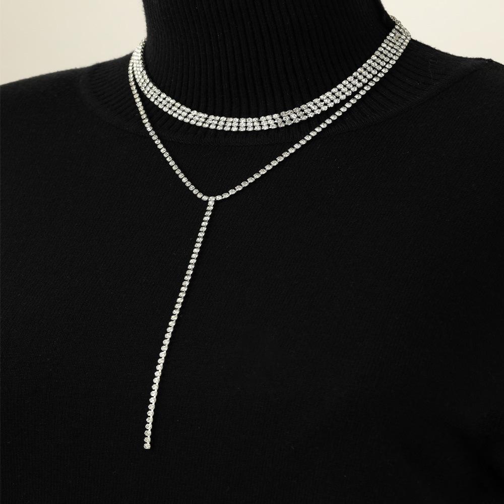 Zircon Water Drop Choker Necklace Light Luxury Niche High-End Collar Autumn And Winter Dress Versatile Temperament Jewelry