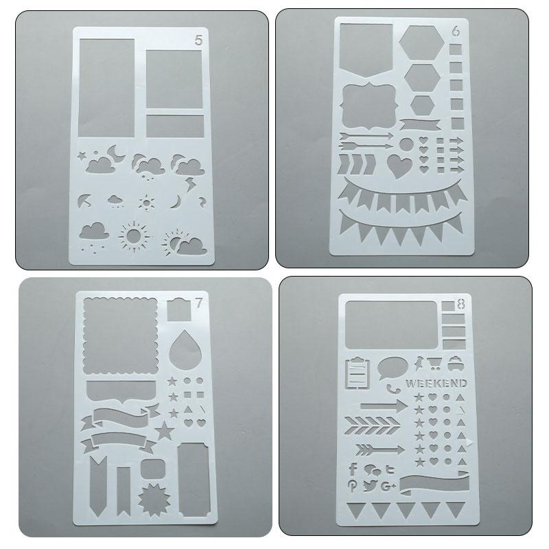 12pcs Stencil Set Planner DIY Drawing Template Journal Notebook Diary Scrapbook