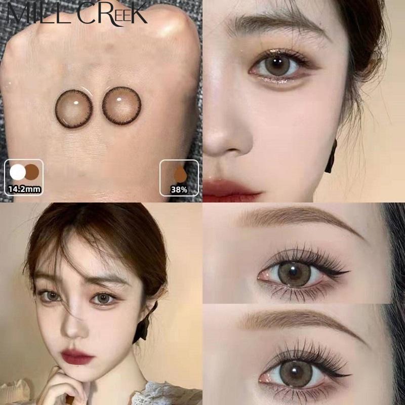 Цветные контактные линзы Mill Creek, 1 пара/2 шт., серые, натуральные, ежедневные, круглые, мягкие линзы 0 класса, цветные косметические контактные линзы для ежегодного использования