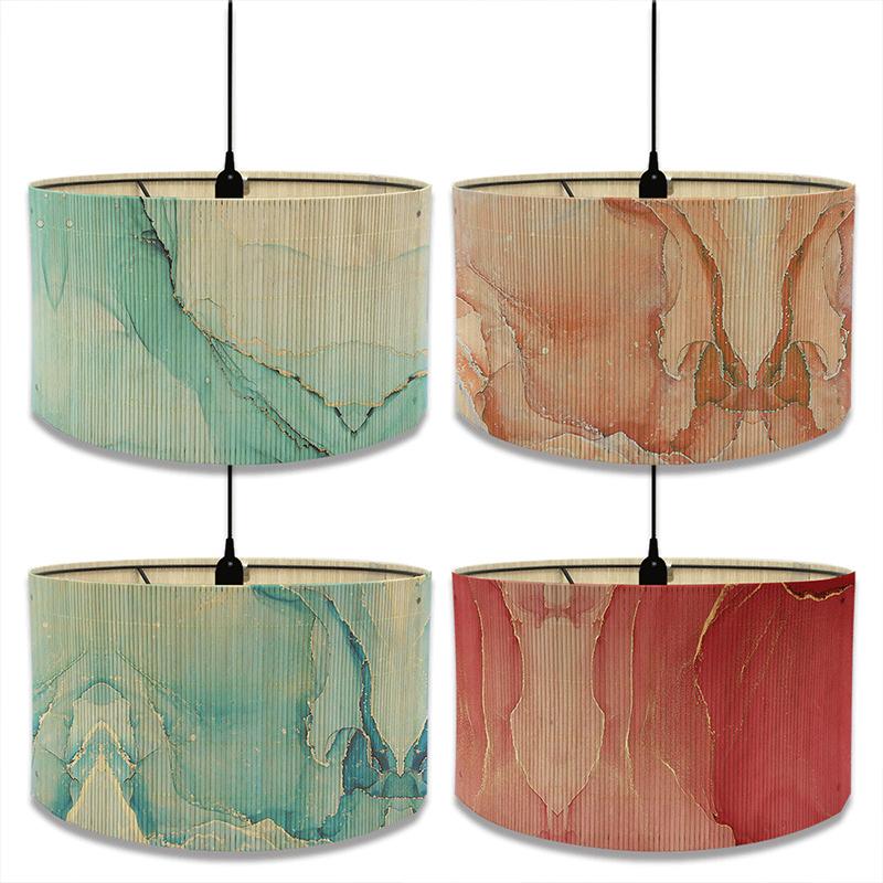 Chandelier Lampshade Table Lampshade Bamboo Lampshade Living Room Decoration Marbled Print