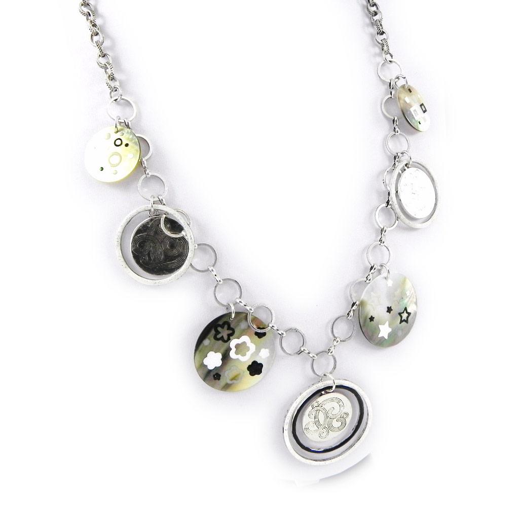 NOA [H2371] - Дизайнерское колье «Бора-Бора» черно-серый