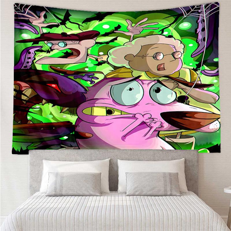 Courage the Cowardly Dog Tapestry for Bedroom Aesthetic Classroom Tapestries Wall Hanging for Living Room Dorm Office,Ideal Creative Gift